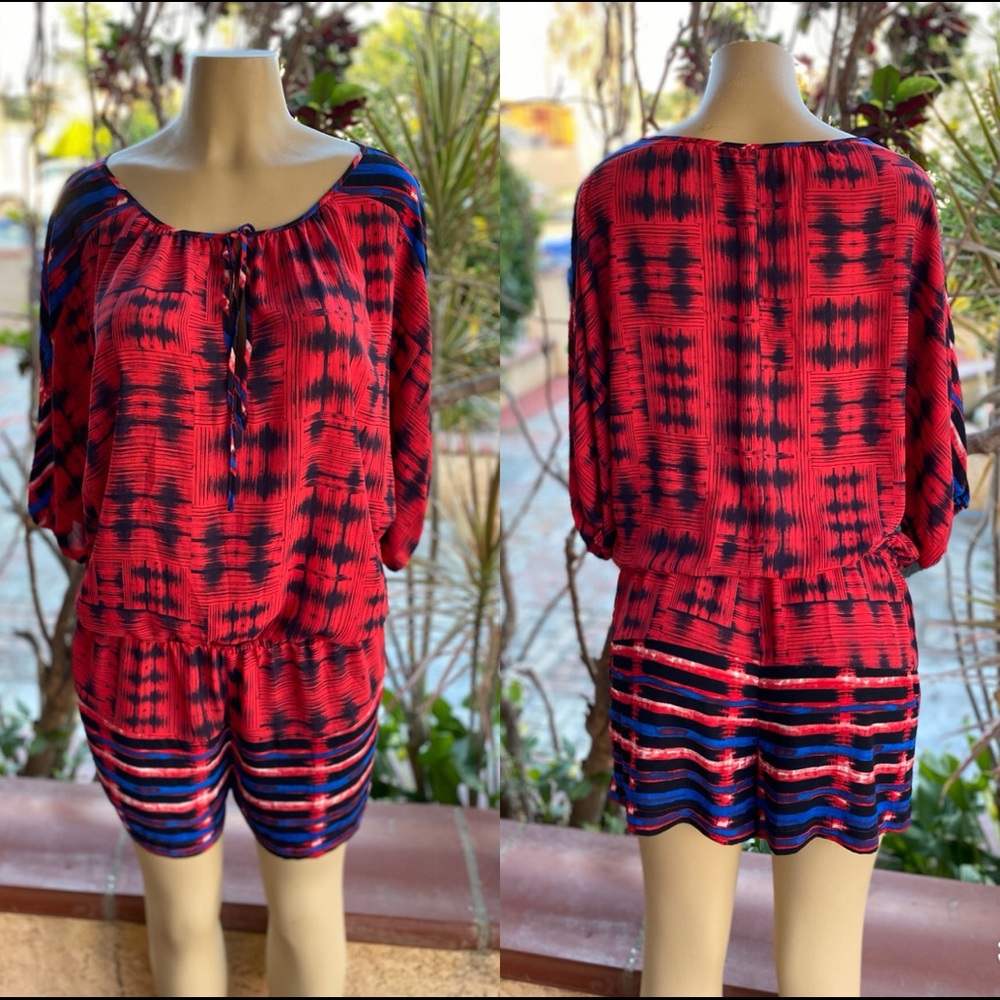 BCBGMAXAZRIA Printed Romper LARGE